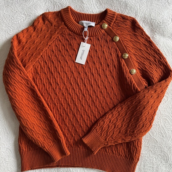 DEREK LAM 10 CROSBY Sawyer Long Sleeve Button Crew Neck Sweater,New Products : American Fashion Style Bags On Sale